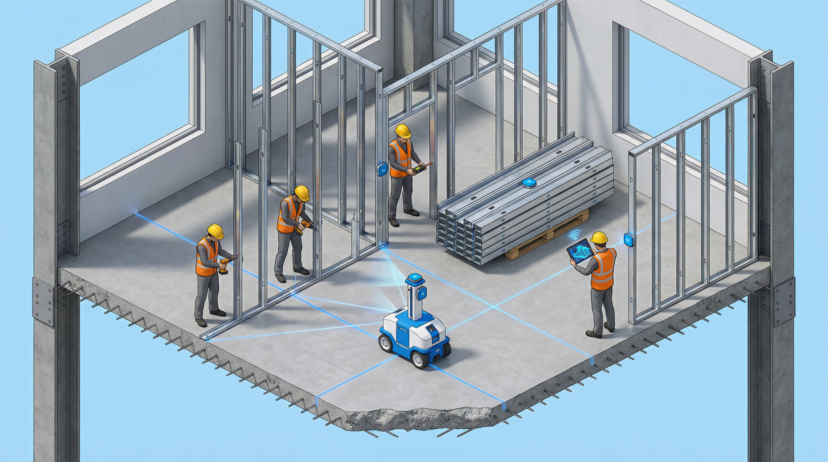 Metal Framing Floor with Layout Robot